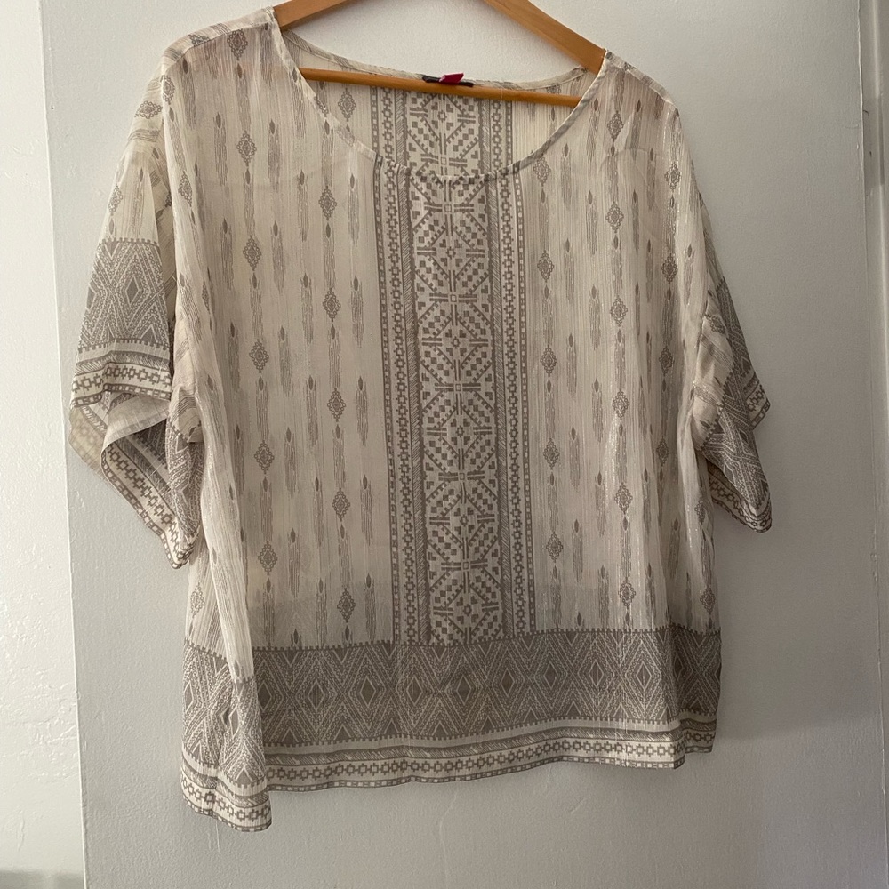 Vince Camuto Short Sleeve Metallic Blouse